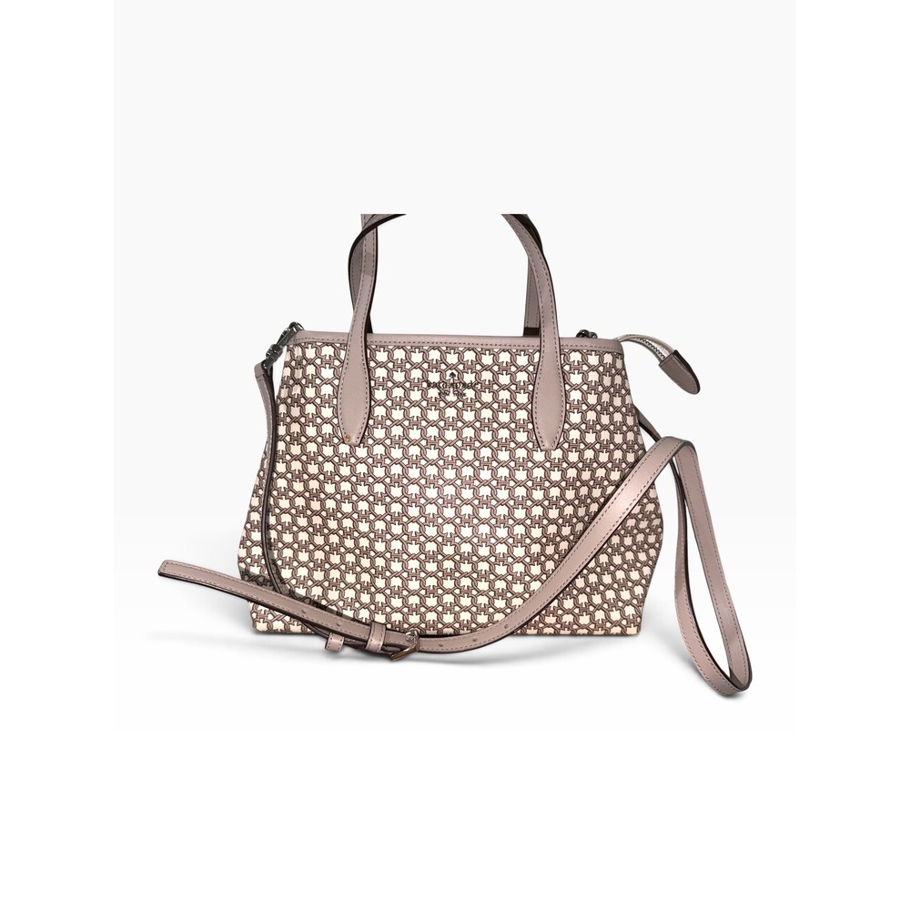 Kate Spade New York Spade Link Mini Tote Taupe Monogram Crossbody Satchel